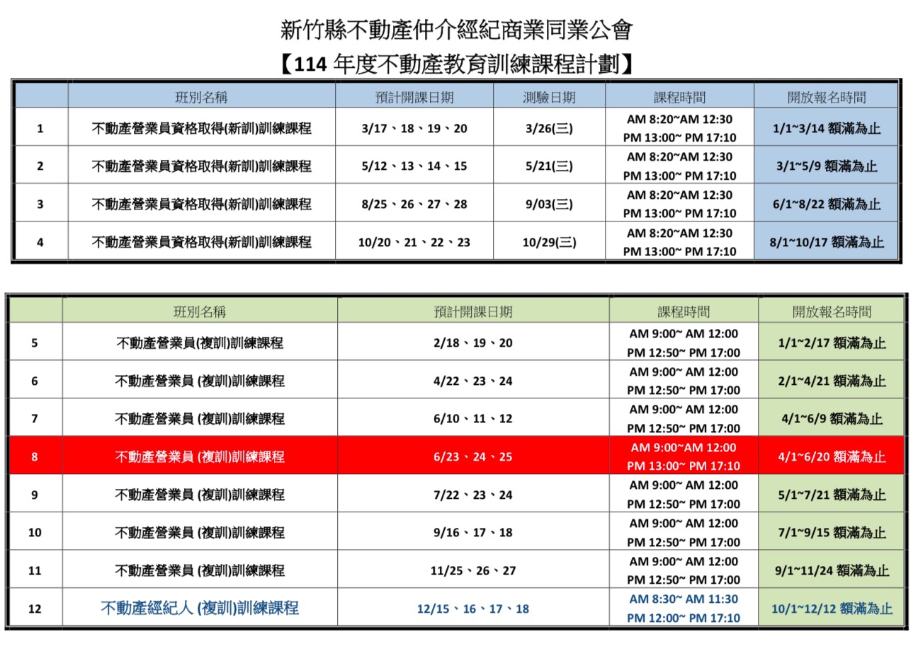 114年度不動產教育訓練計劃
